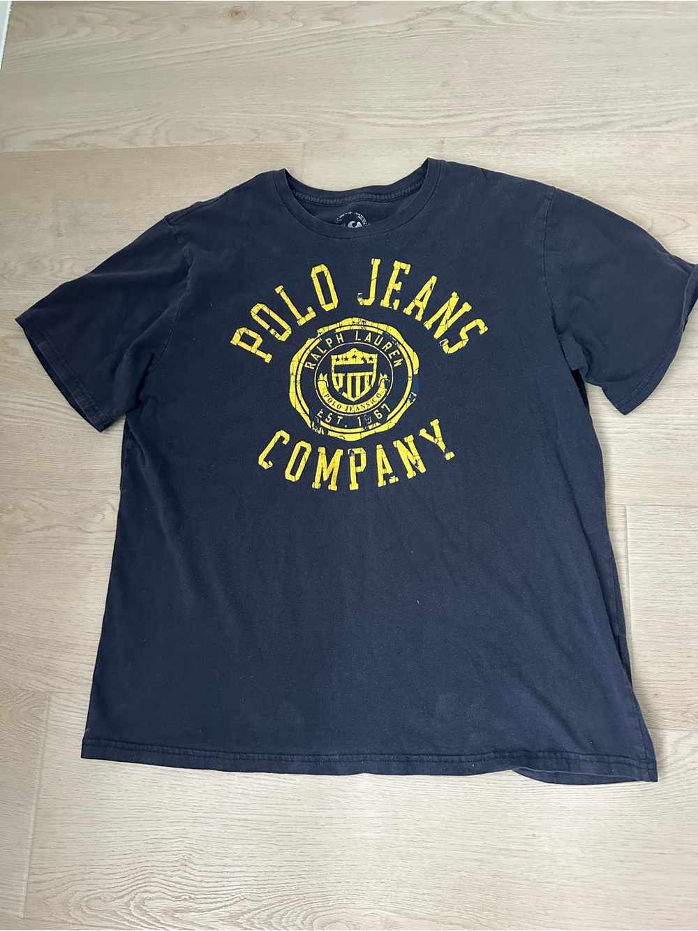 Polo by Ralph Lauren Black Short Sleeve Tee with Yellow Crest